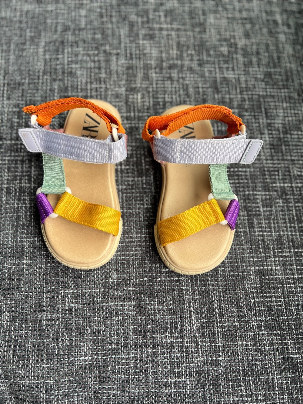 Zara Kids Multi-Color Strap Sandals - Yellow, Orange, Purple, Green